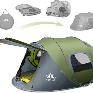 Night Cat Pop-up Camping Tent: 2 Person Tent Waterproof Instant Easy Setup Family Tent