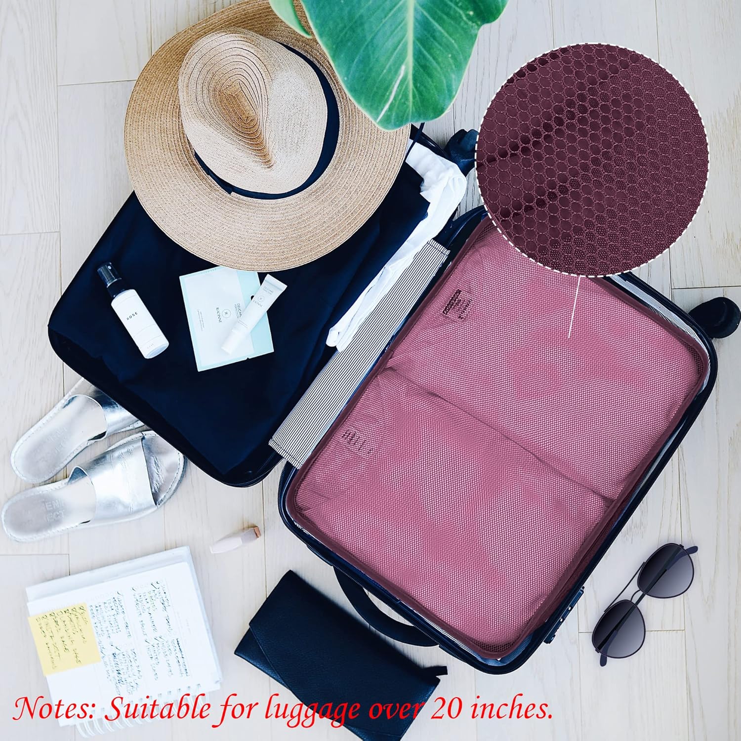 Ebbniur Packing Cubes Set, 2 Pcs Packing Organizers Set for Suitcases (Burgundy) - Image 4