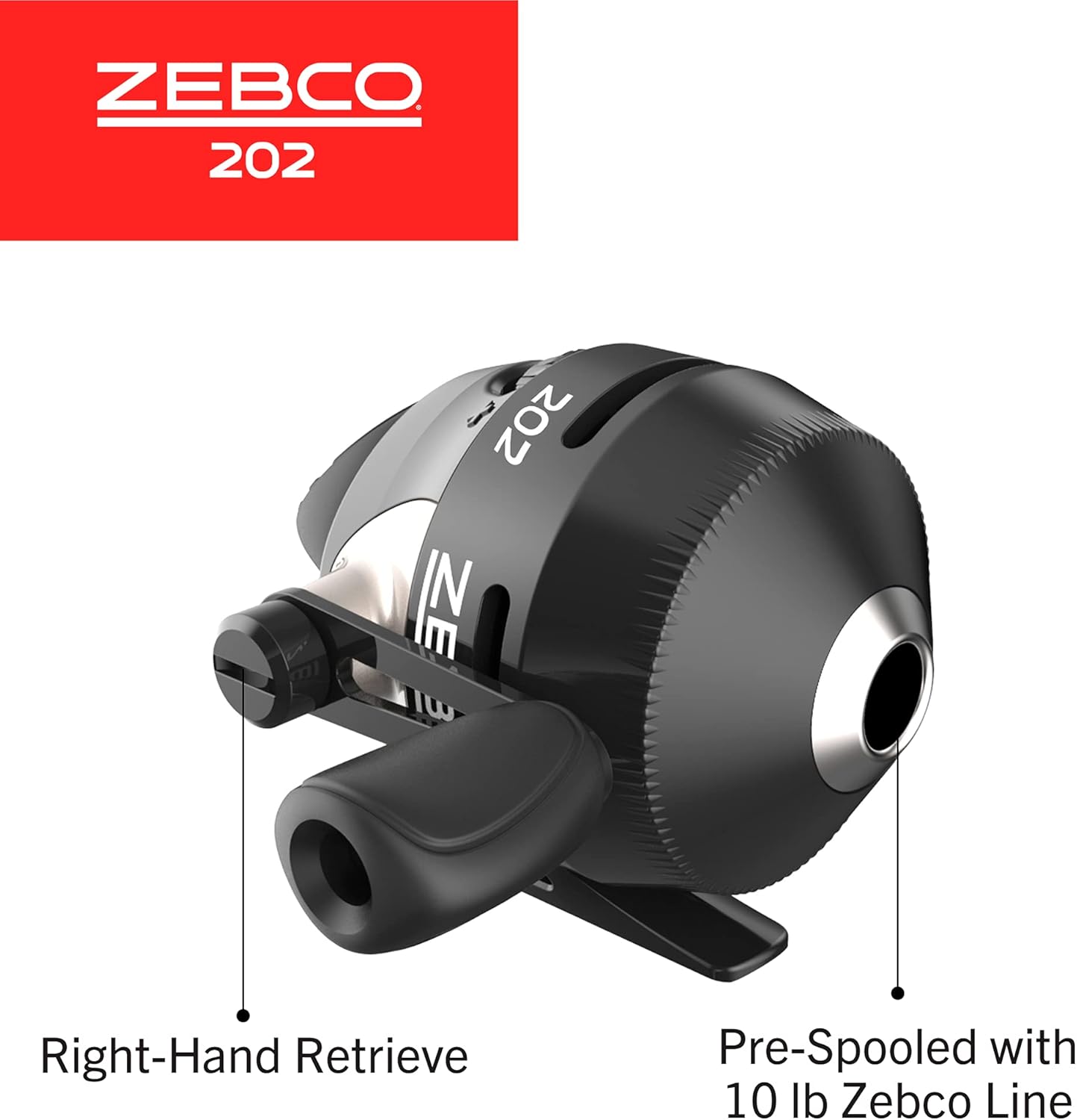 Zebco 202 Spincast Fishing Reel, Right-Hand Retrieve, Durable All-Metal Gears, Stainless Steel Pick-up Pin, Pre-Spooled with 10-Pound Zebco Fishing Line, - Image 3
